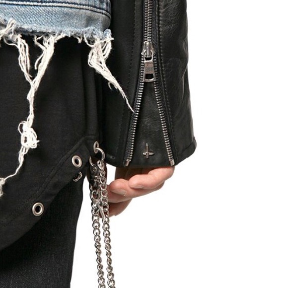 RTA LEATHER BIKER JACKET & Denim Vest - Picture 7 of 7